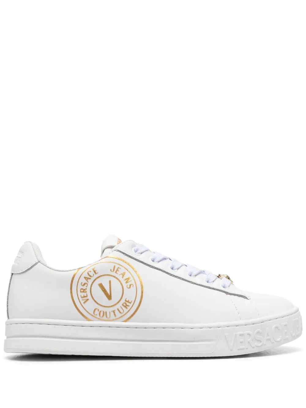 

Versace Jeans Couture tenis bajos con logo estampado - Blanco
