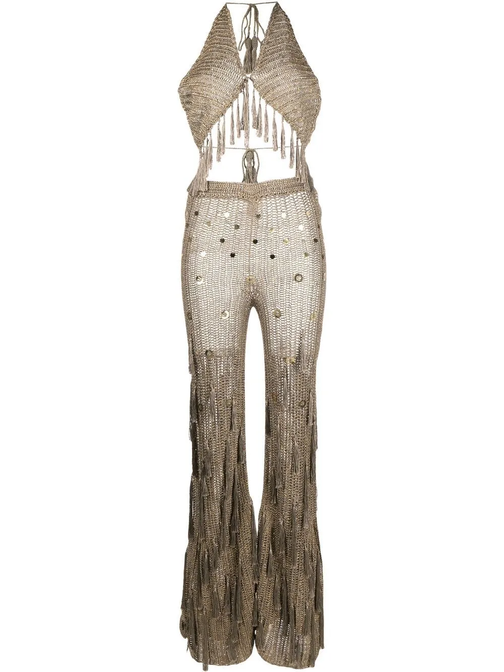 Andrea Almeida Maya Knitted Halterneck Set In Neutrals