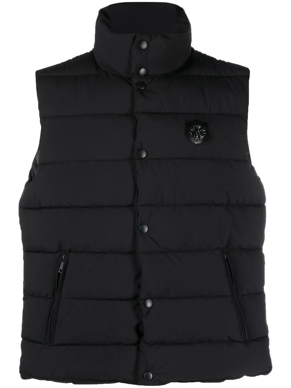 

Roberto Cavalli logo plaque quilted gilet - Black