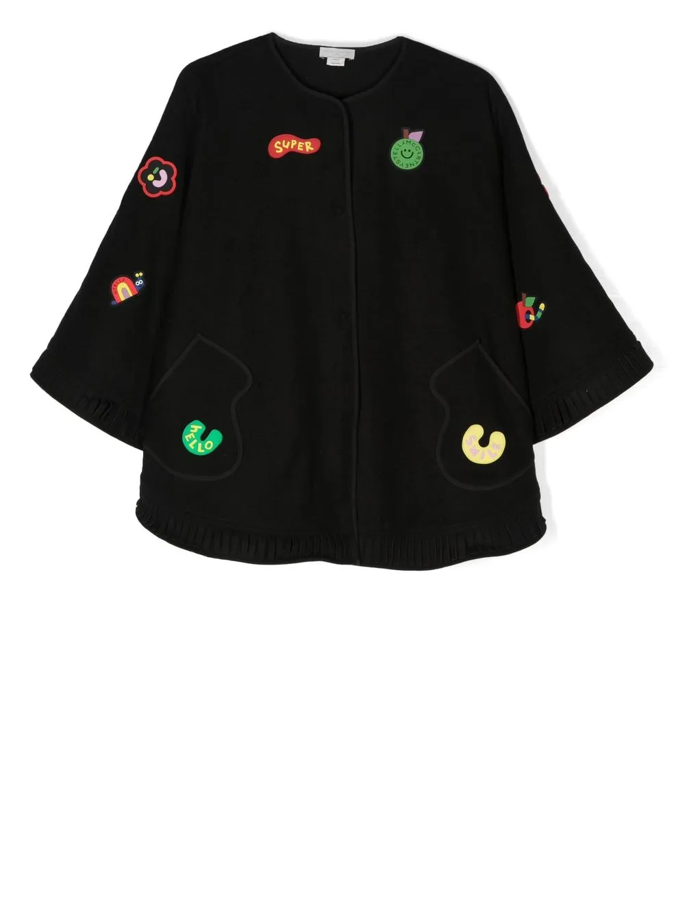 

Stella McCartney Kids patch-appliqué wool-blend cape - Black