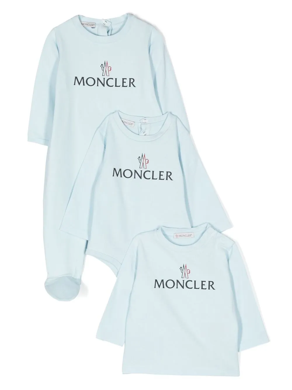 

Moncler Enfant body con logo estampado - Azul