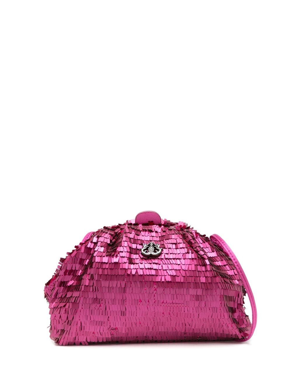 Isla Fringed-sequin Clutch Bag In Pink