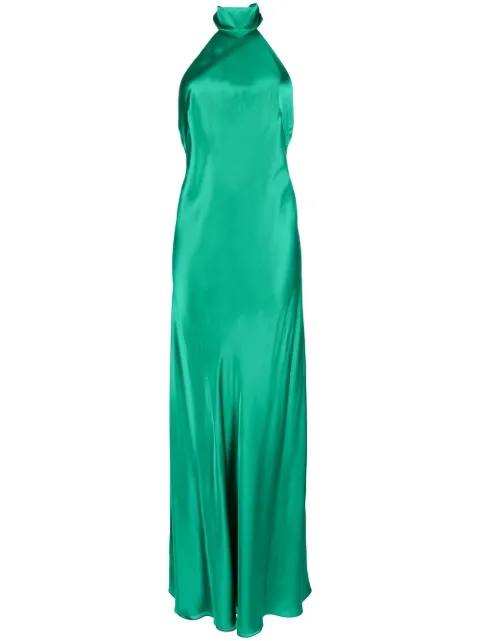 Michelle Mason backless halter-neck tie gown