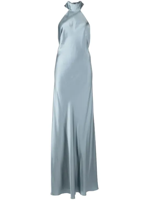 Michelle Mason backless halter-neck tie gown