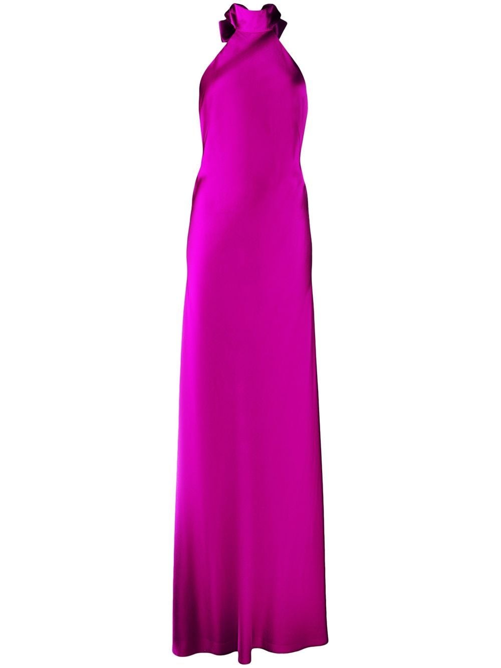 Michelle Mason Backless Halter Tie-fastening Gown In Violett