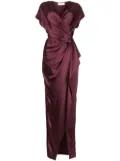 Michelle Mason wrap drape-detail gown - Red