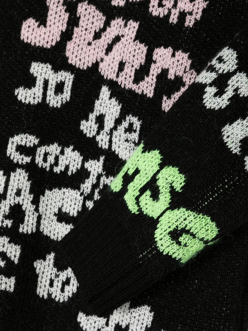  Msgm Kids Intarsien Pullover Mit Slogan   Schwarz 