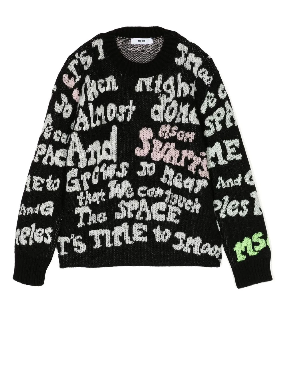 

MSGM Kids intarsia-knit slogan jumper - Black