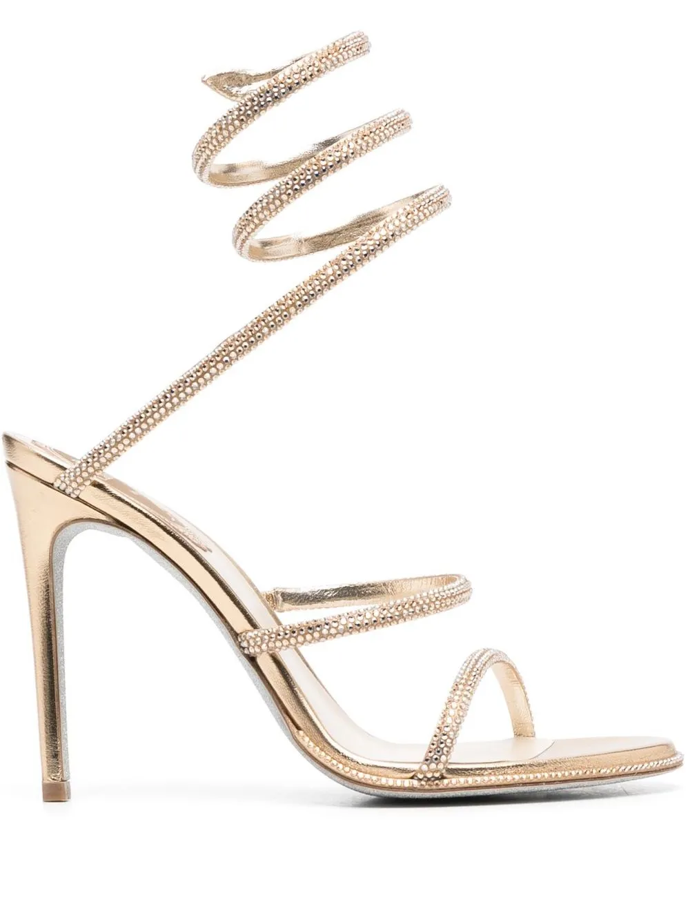 

René Caovilla Cleo 110mm crystal-embellished sandals - Gold