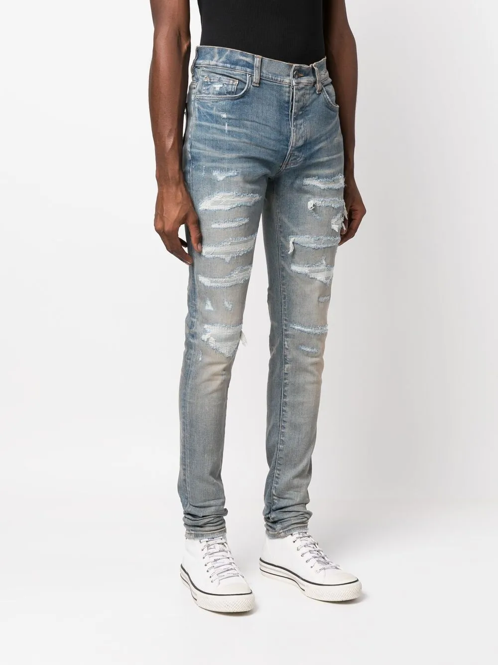  Amiri Skinny Jeans Im Distressed Look   Blau 