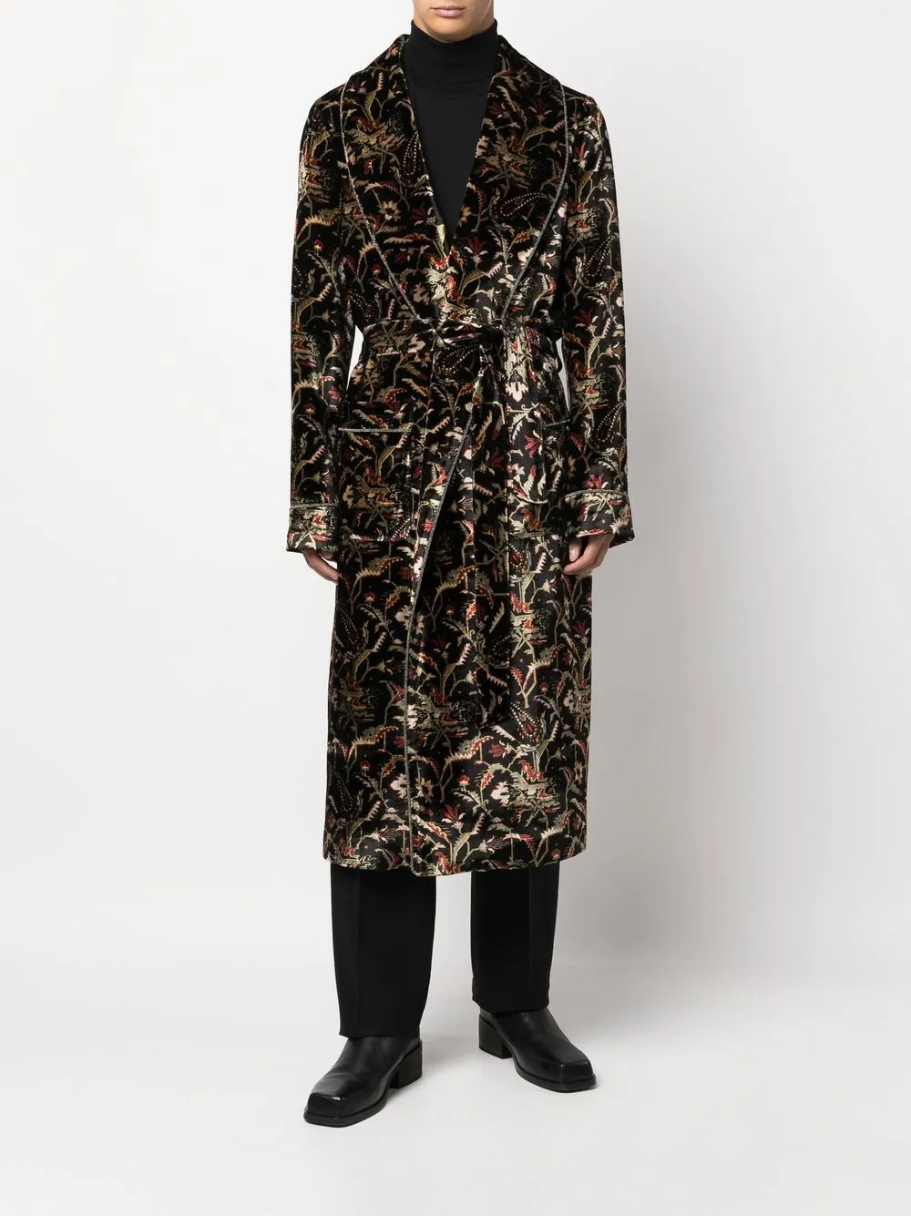 ETRO tie-waist floral-pattern coat | Single Breasted Coats | Image 2