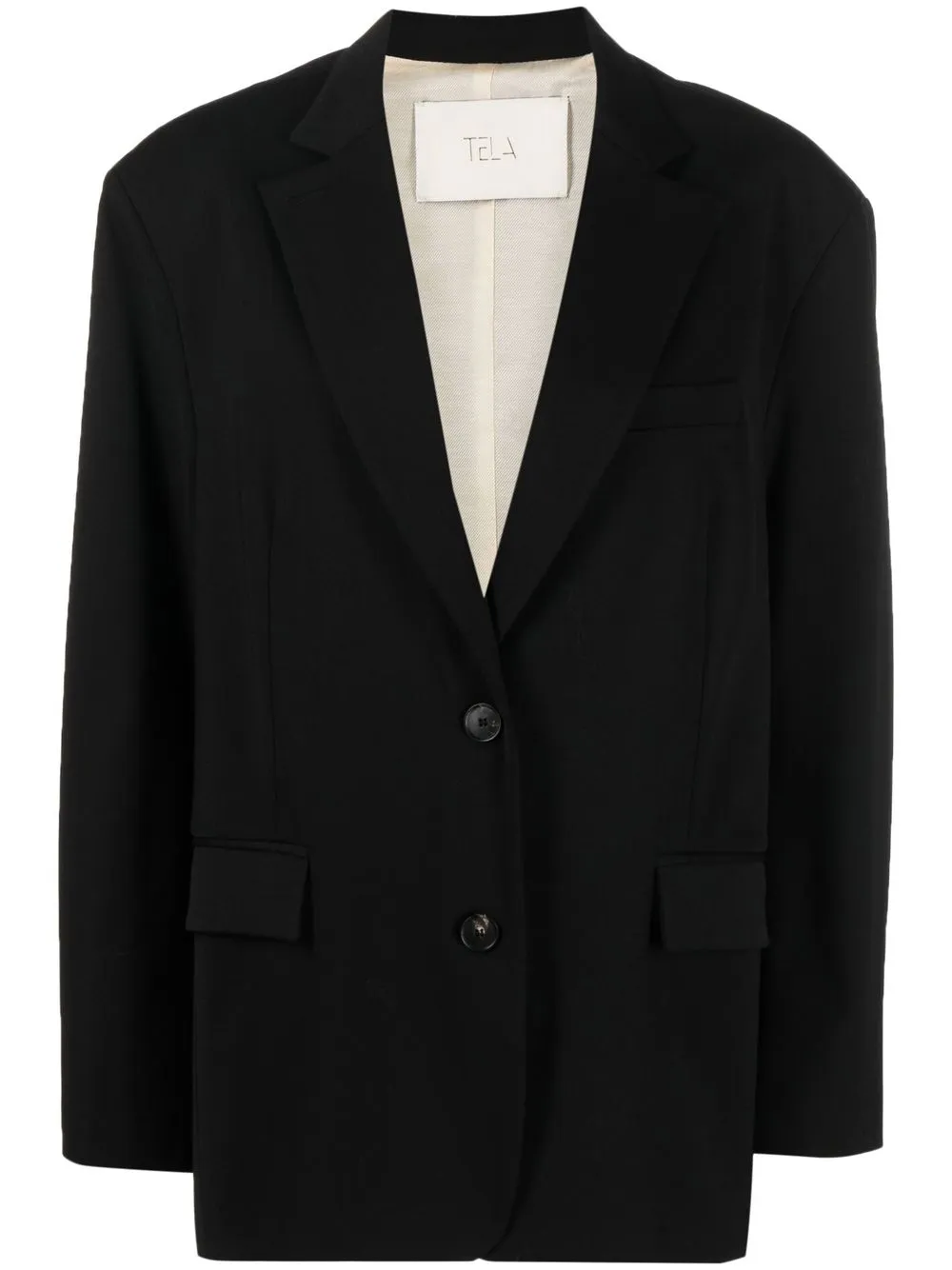 

Tela blazer con botones - Negro