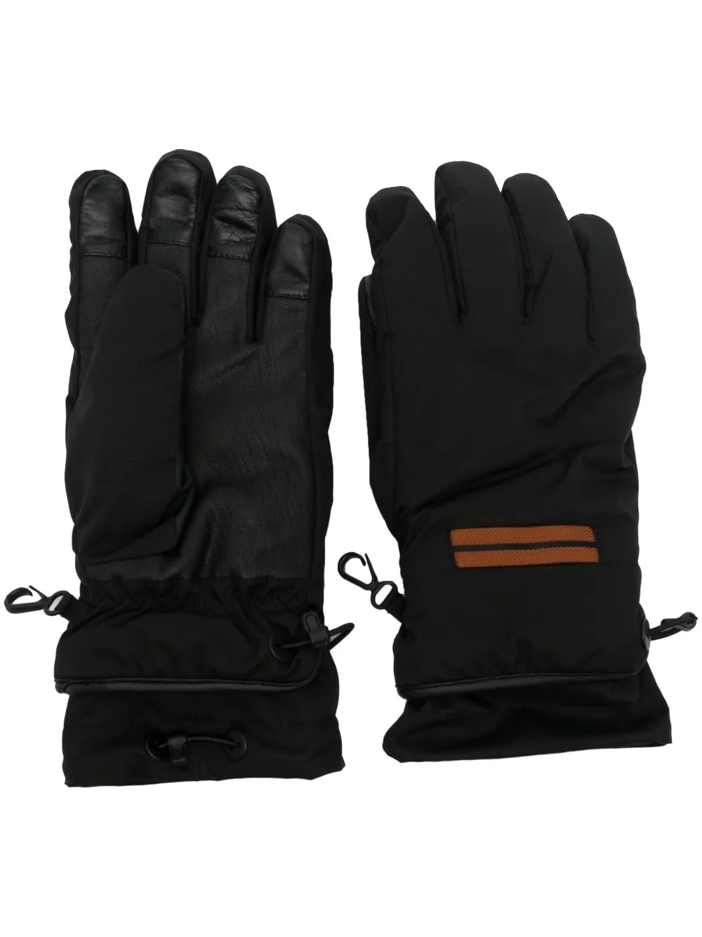 

Zegna leather-panelled padded gloves - Black