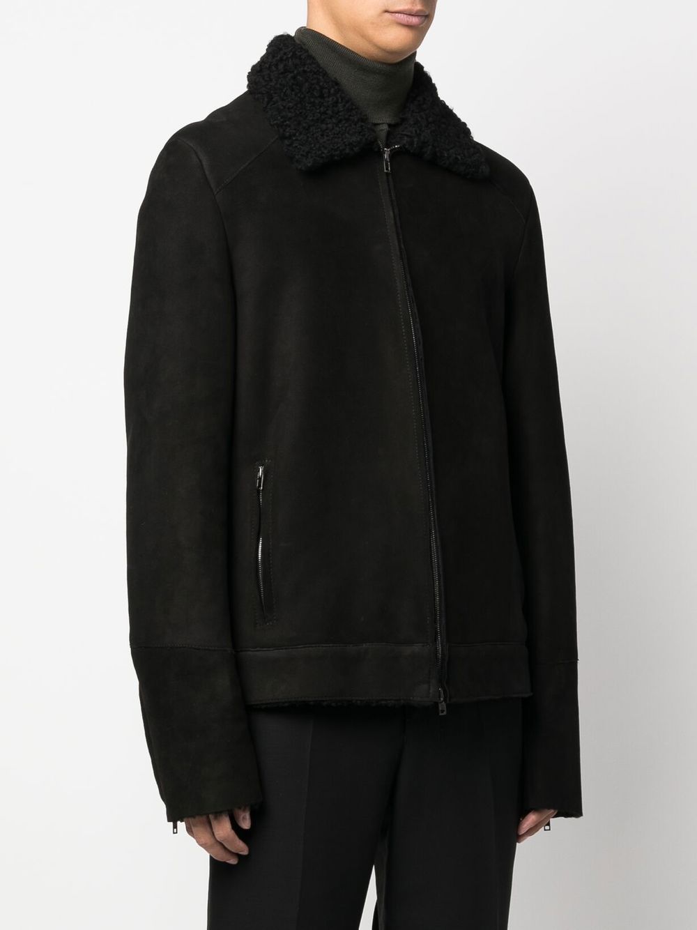 Salvatore Santoro Zip-front Shearling Jacket In Schwarz | ModeSens