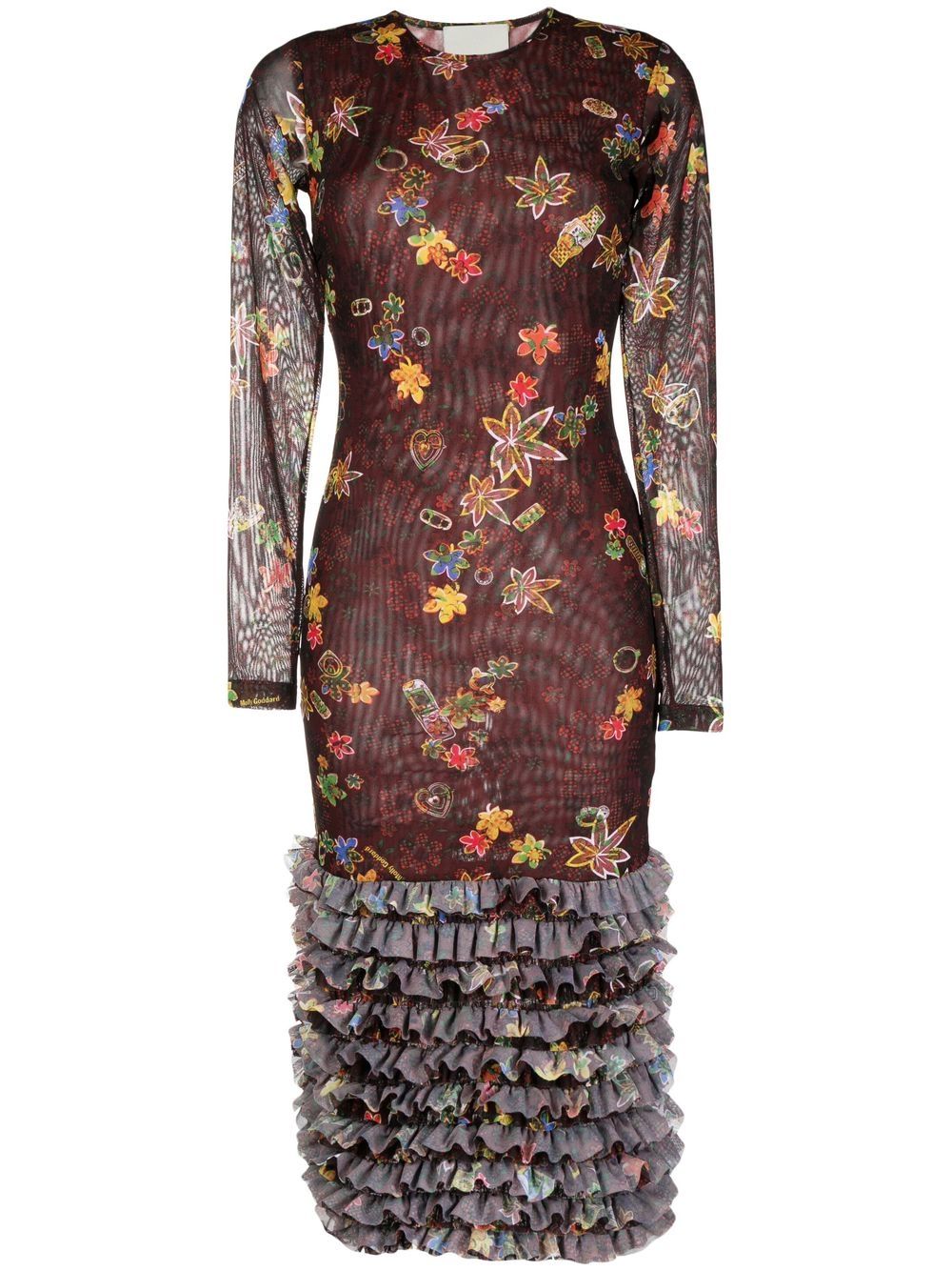 

Molly Goddard floral-print mesh dress - Brown