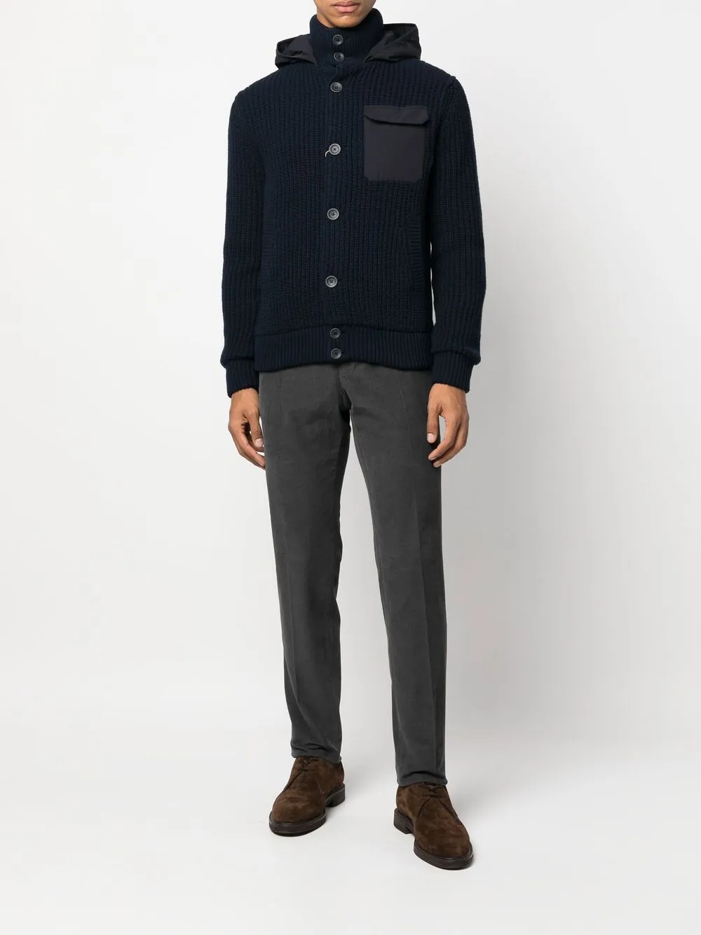 Herno Ribgebreid jack - Blauw