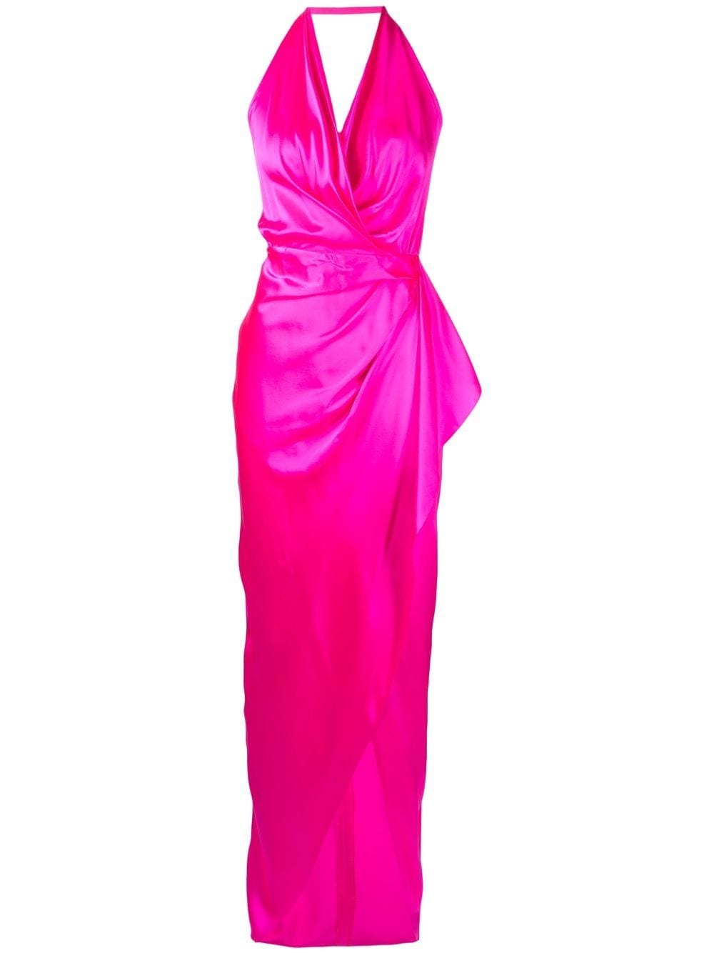 Shop Michelle Mason Gathered-detail Backless Gown In Pink