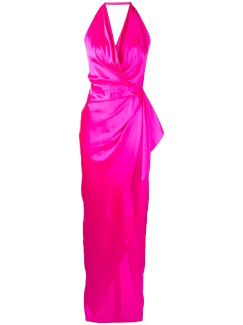 Michelle Mason gathered-detail backless gown