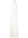 Michelle Mason backless halter-neck tie gown - White