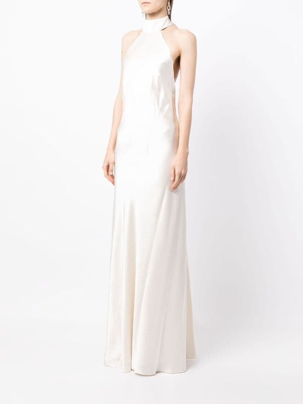 Halter tie neck backless gown - ivory – Michelle Mason