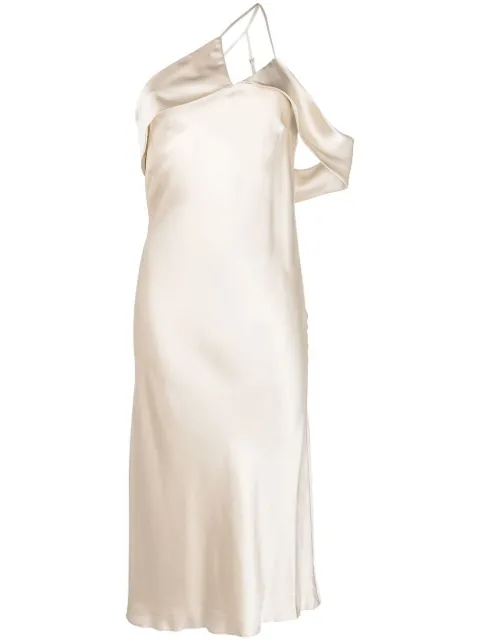 Michelle Mason Vestido midi de seda com corte enviesado
