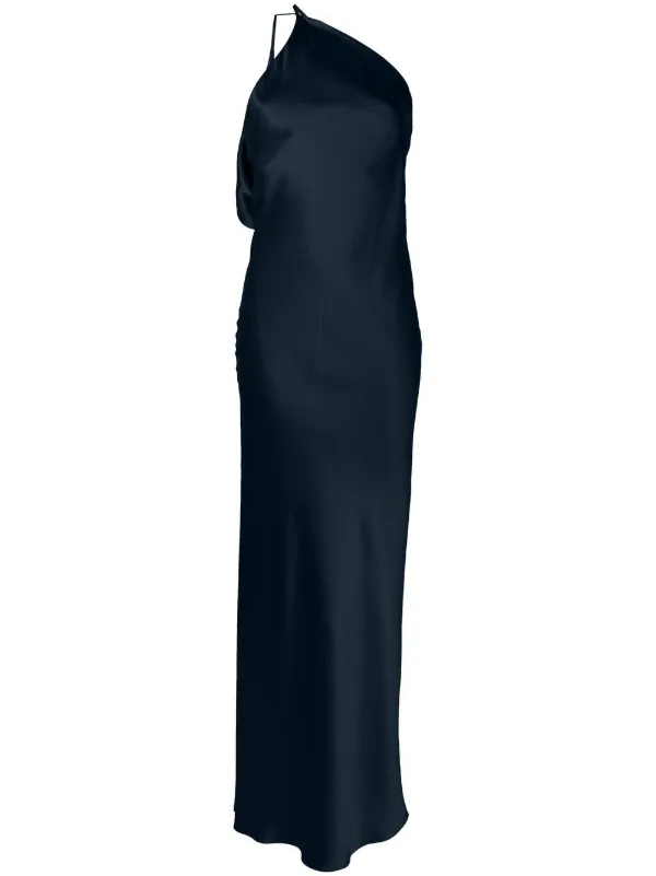 michelle mason one shoulder dress One shoulder gown with tie