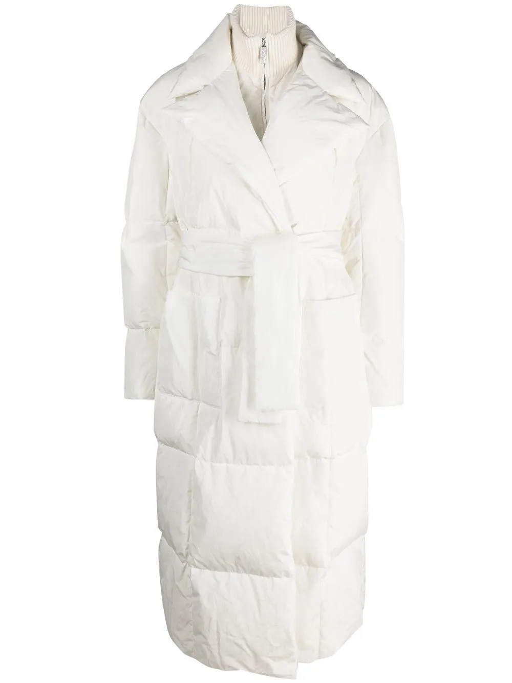 

Fabiana Filippi tied-waist layered puffer coat - White