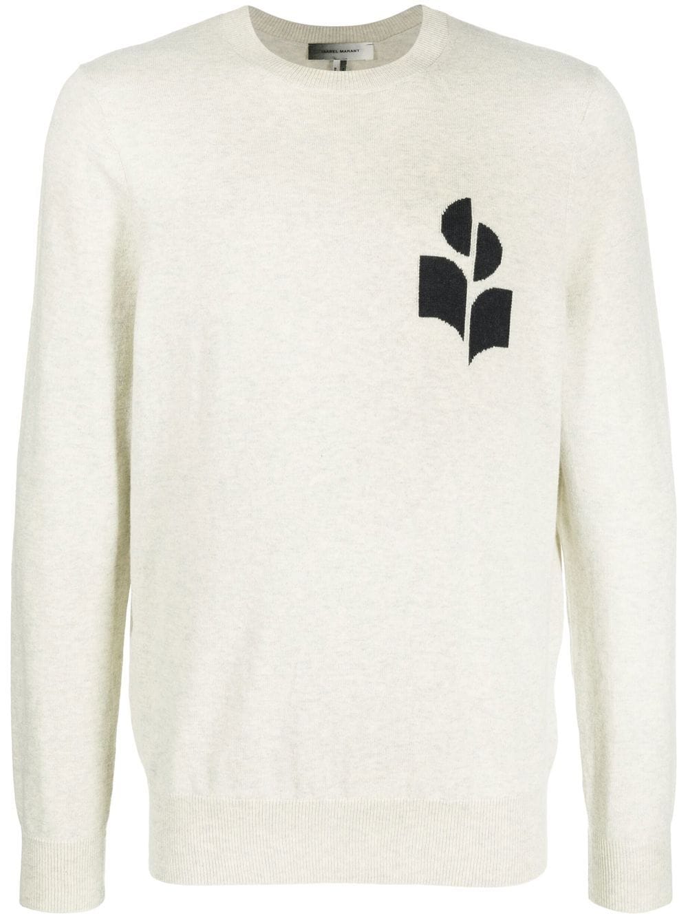 Shop Isabel Marant Intarsia-knit Logo Sweatshirt In 灰色
