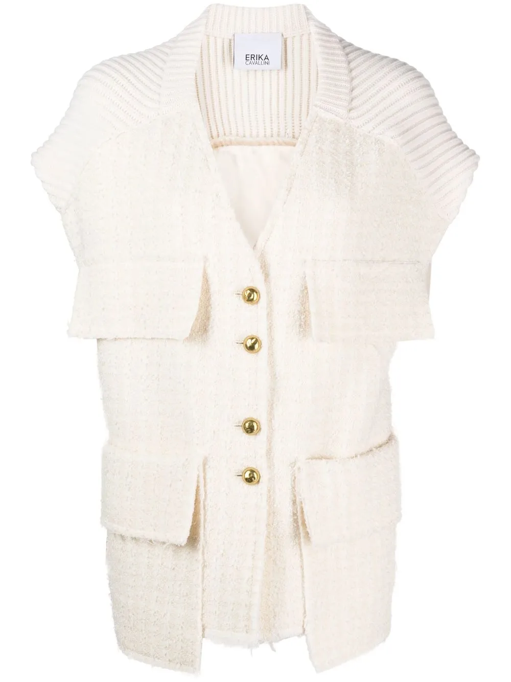 

Erika Cavallini short-sleeve tweed jacket - Neutrals