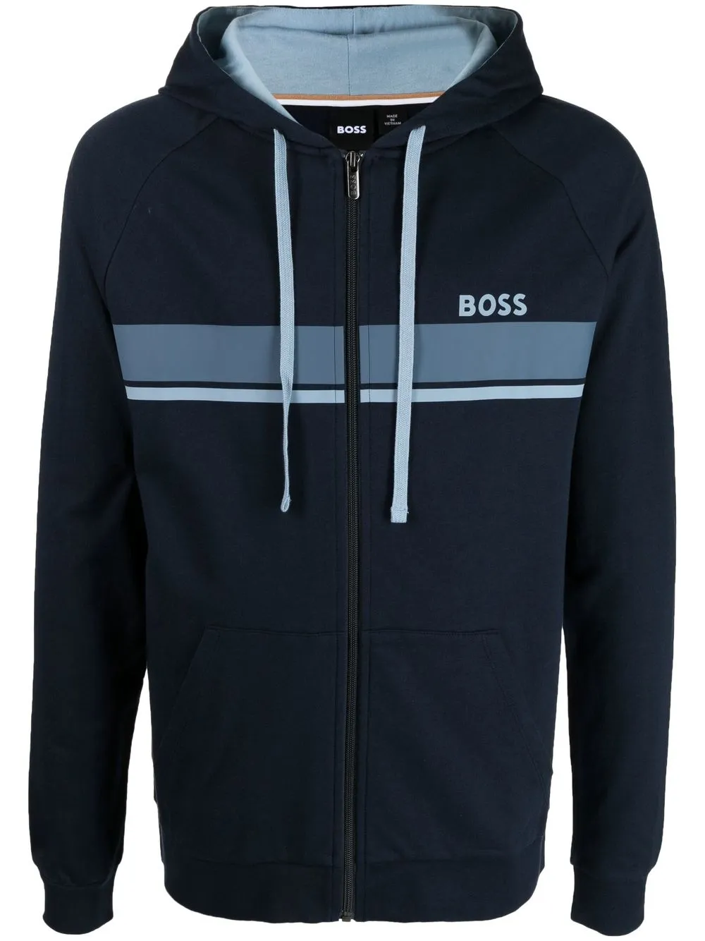 

BOSS logo-print zip-up hoodie - Blue