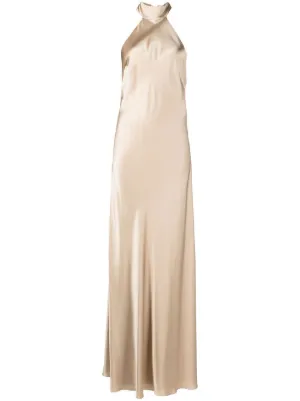 Michelle Mason Strappy Wrap Gown | Gold | FARFETCH