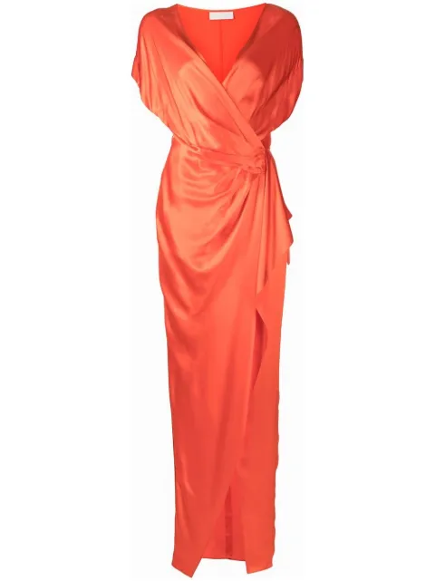 Michelle Mason robe portefeuille longue à détails drapés