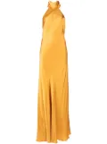 Michelle Mason backless halter-neck tie gown - Gold