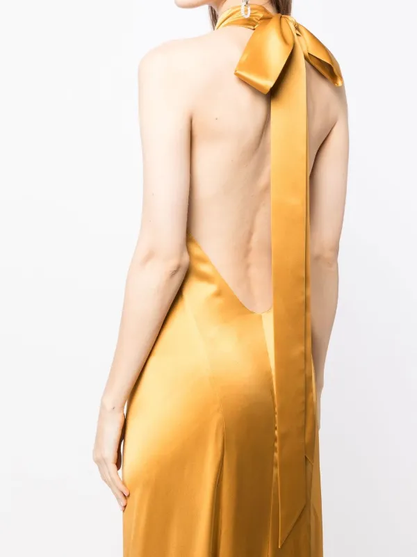 Michelle Mason Backless Halter-neck Gown - Gold