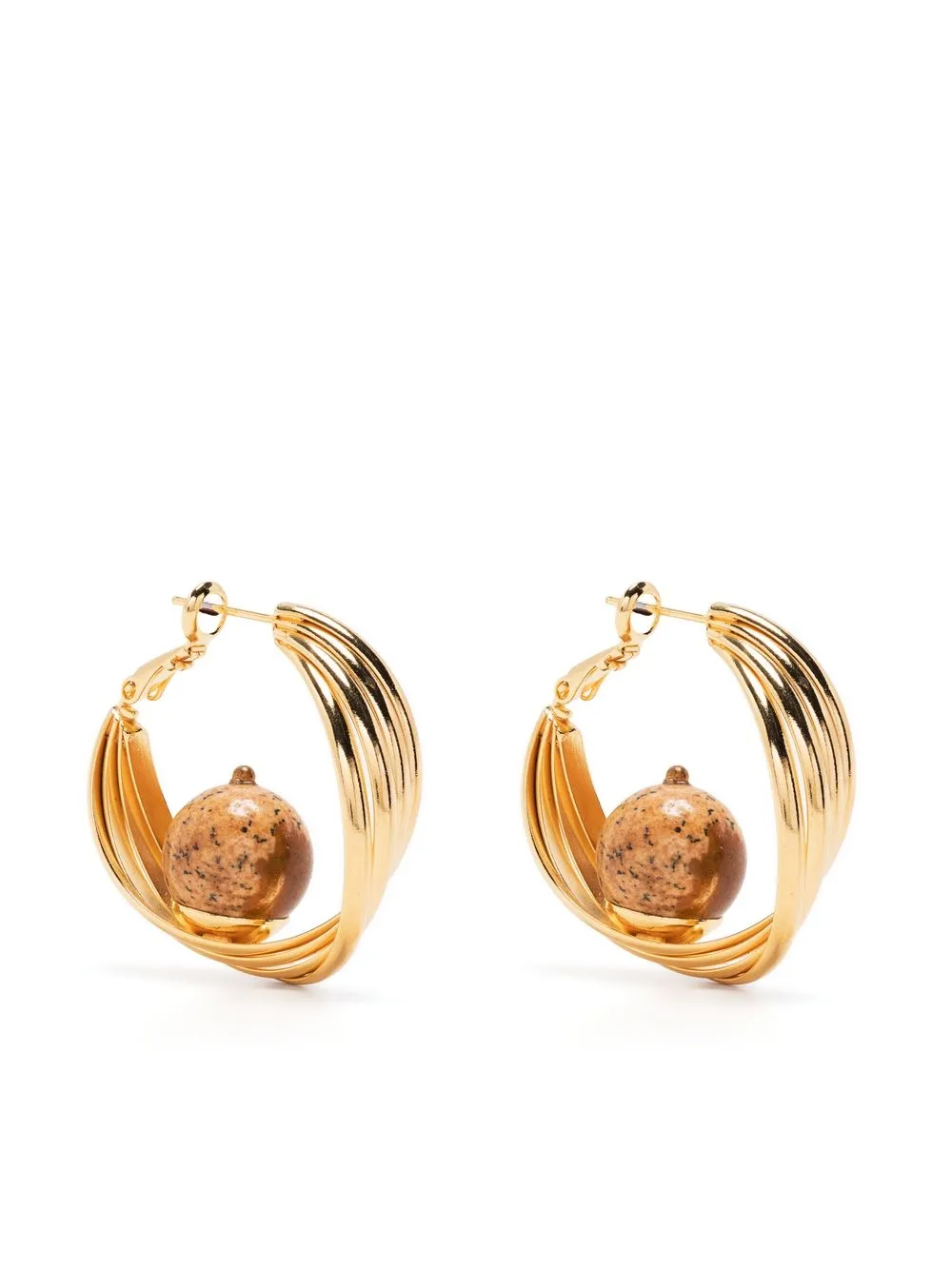 

DESTREE pearl-detail twisted hoop earrings - Gold