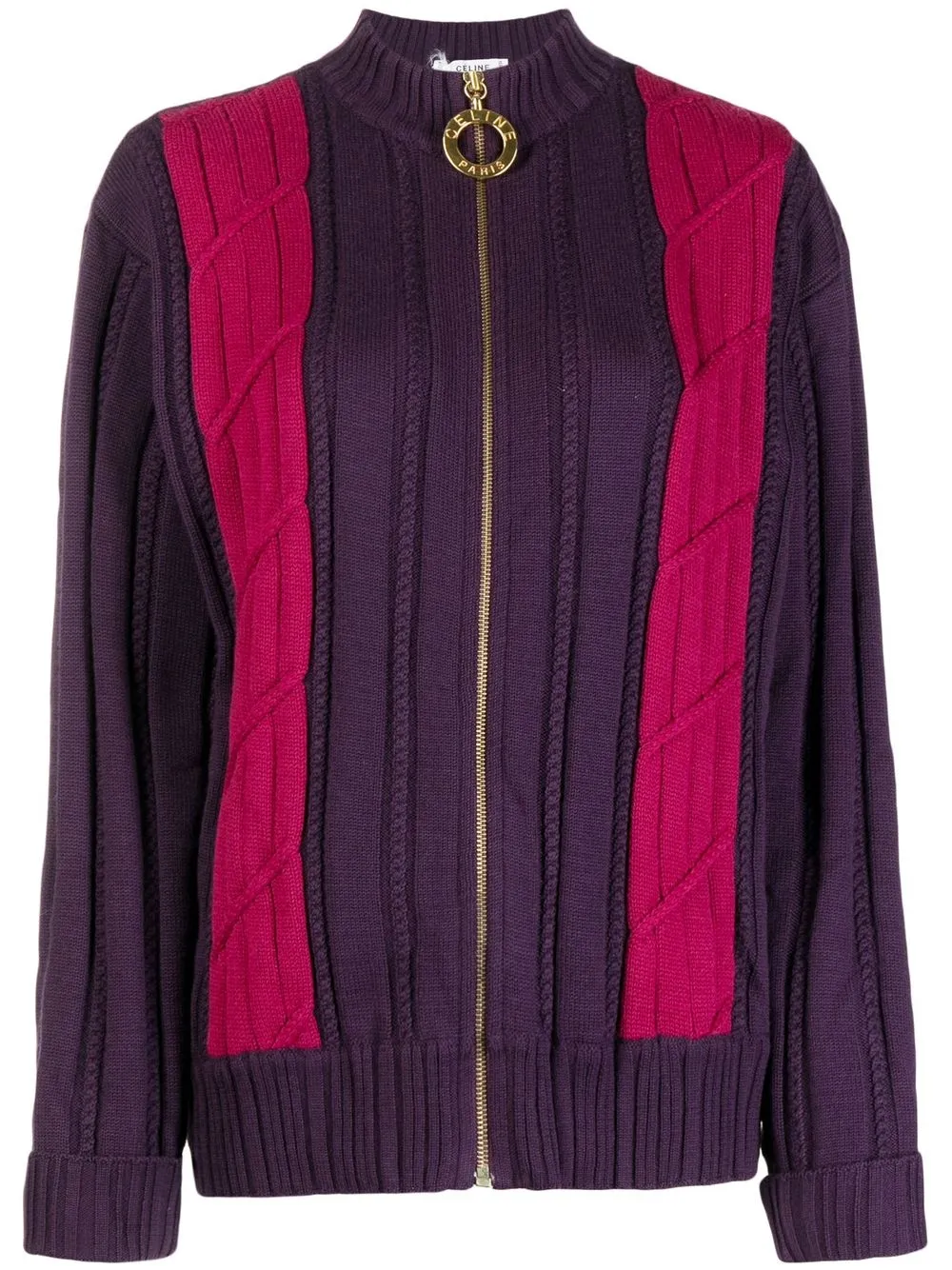 

Céline Pre-Owned 1990-2000s pre-owned ring-charm zip-up cardigan - Purple