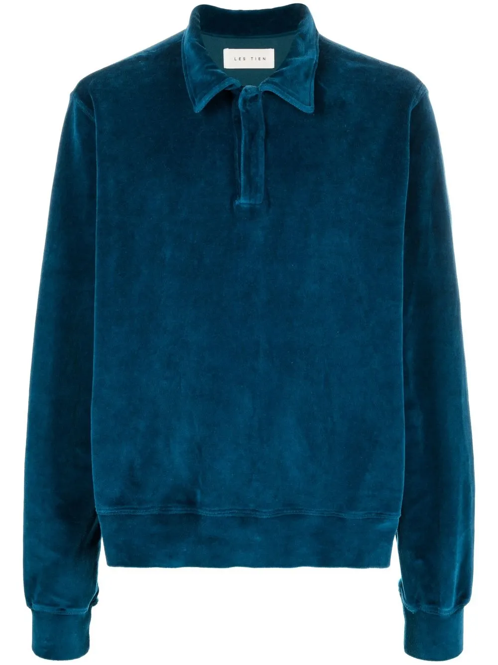 

Les Tien Velour long-sleeve polo shirt - Blue