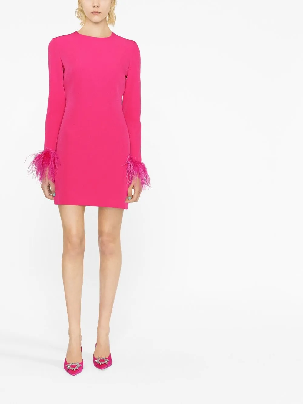 

P.A.R.O.S.H. vestido de vestir con ribete de plumas - Rosado