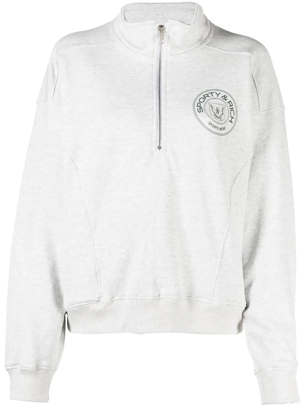 

Sporty & Rich sudadera con medio cierre y logo estampado - Gris