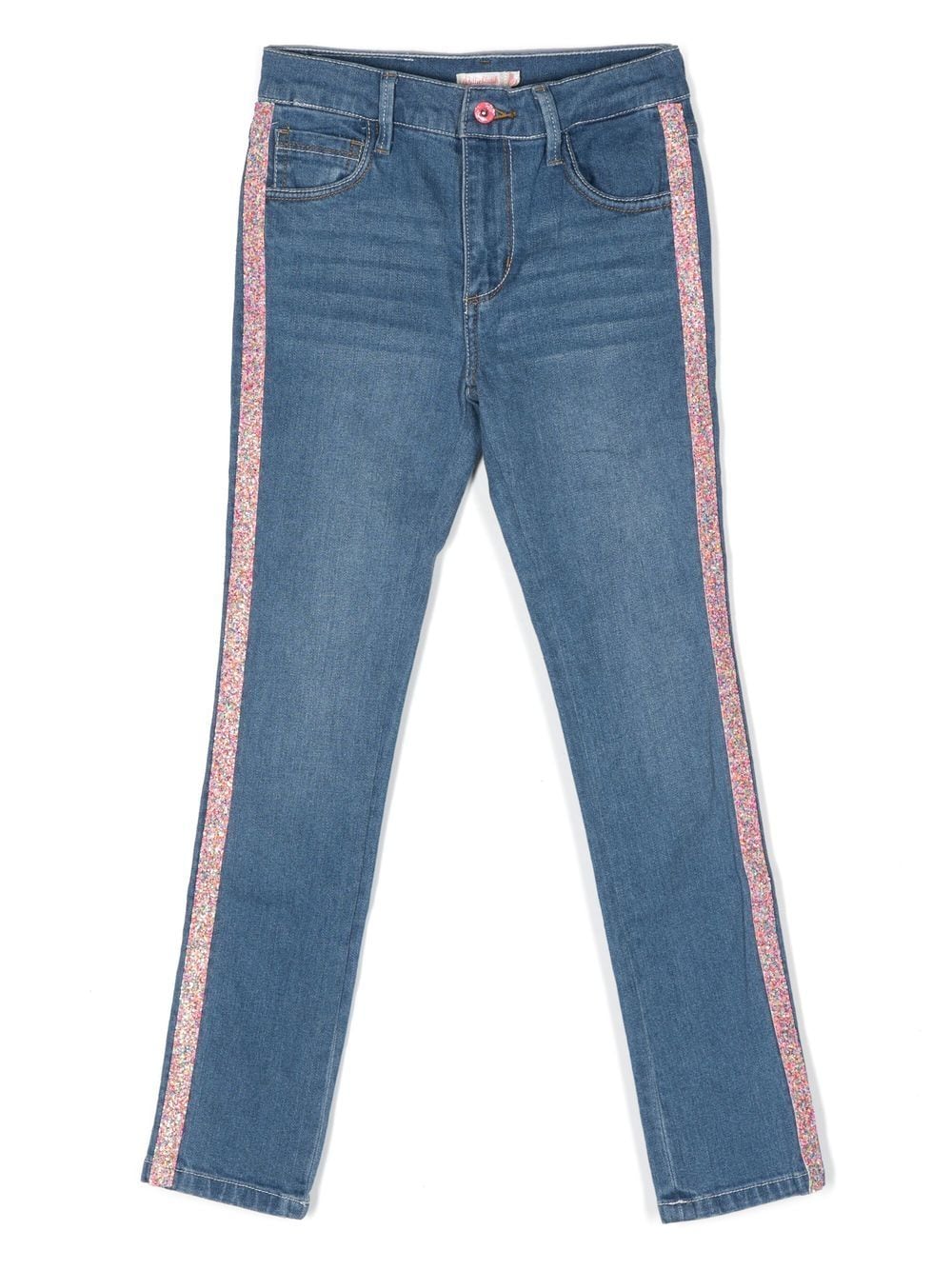 Billieblush Kids' Side-stripe Slim-fit Jeans In Blue