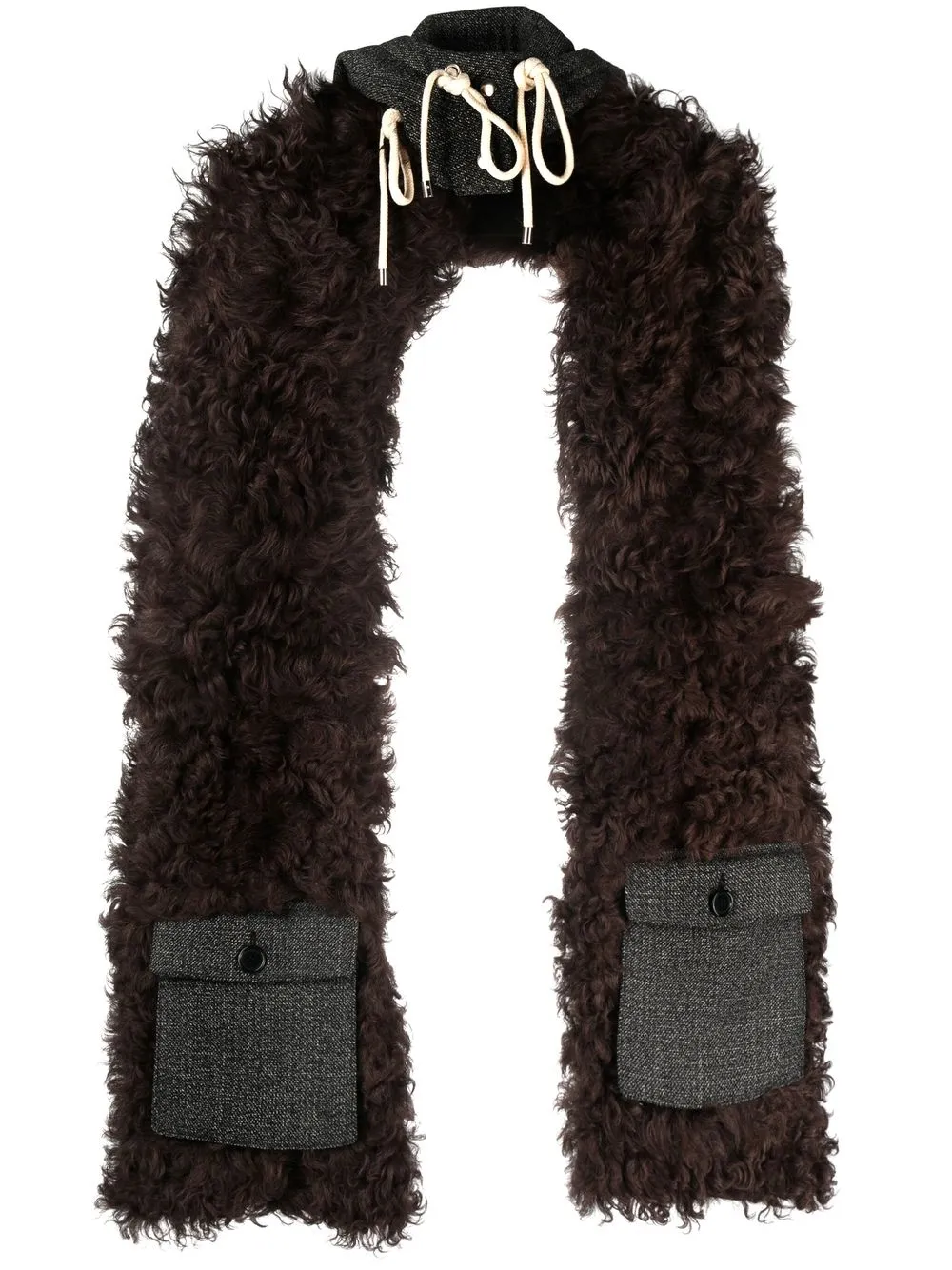 

Plan C oversize shearling hooded scarf - Brown