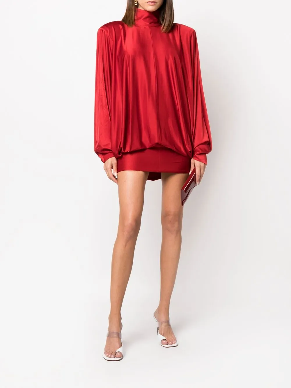 

Alexandre Vauthier vestido corto con mangas murciélago - Rojo