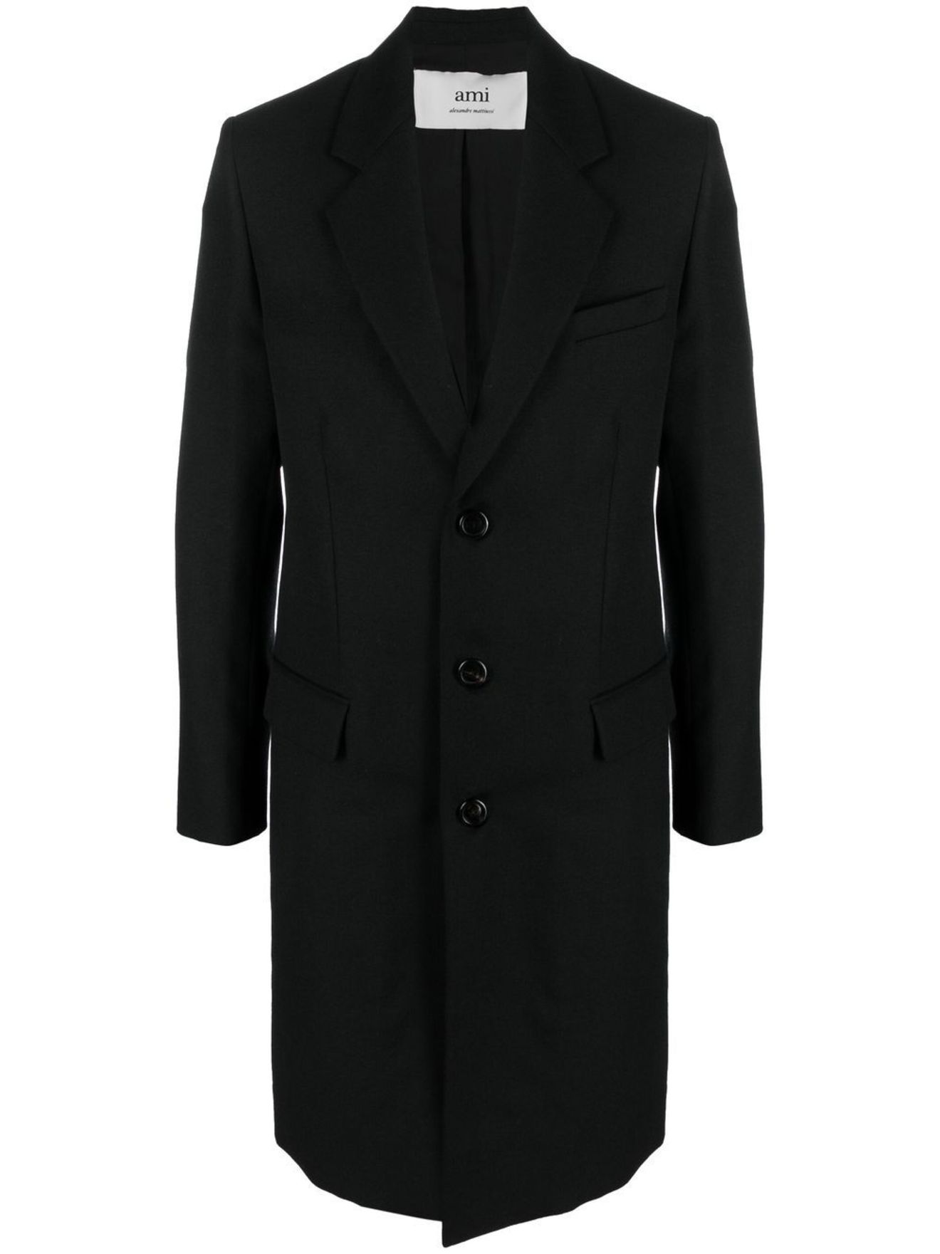AMI Paris single-breasted wool coat black | MODES