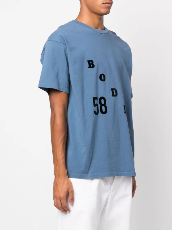 BODE flocked-logo Cotton T-shirt | Blue | FARFETCH