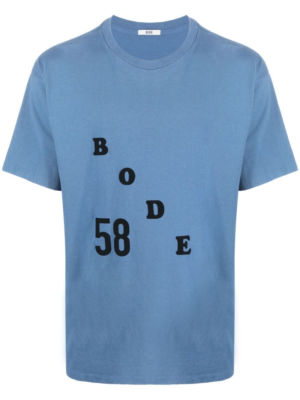 Shop Bode Flocked-logo Cotton T-shirt In Blau