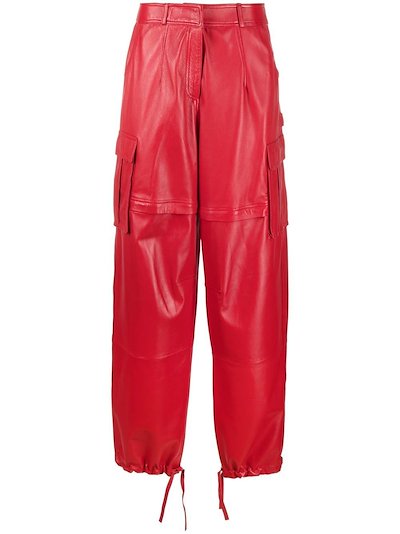 ANDREĀDAMO - loose-fit leather cargo trousers