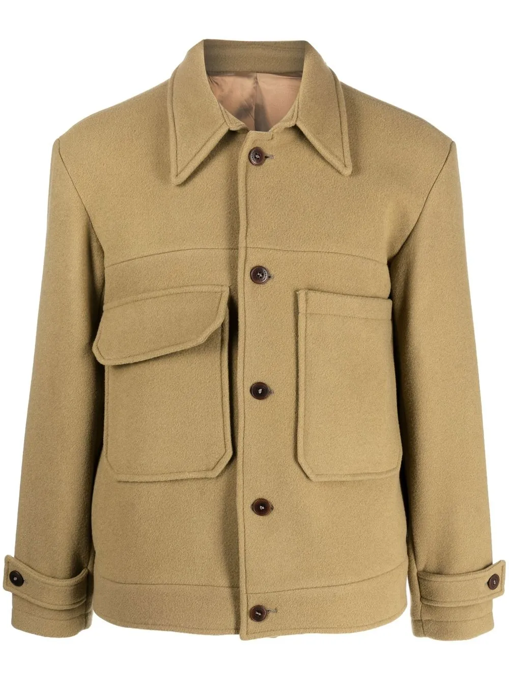 

Costumein button-up virgin wool shirt jacket - Verde