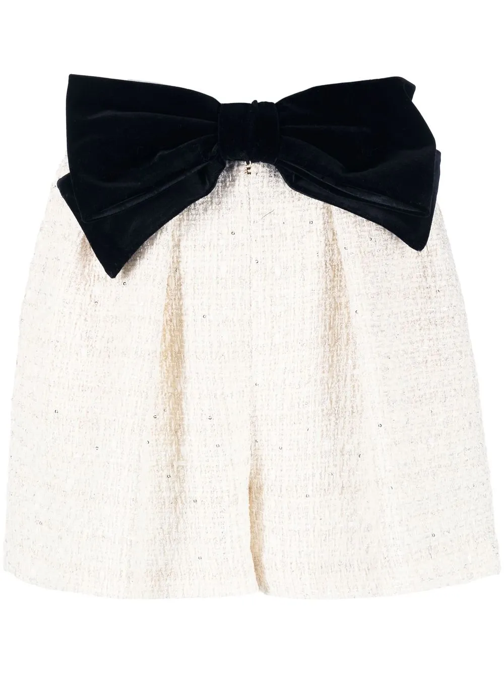 

Elisabetta Franchi velvet-bow tweed tailored shorts - Neutrals