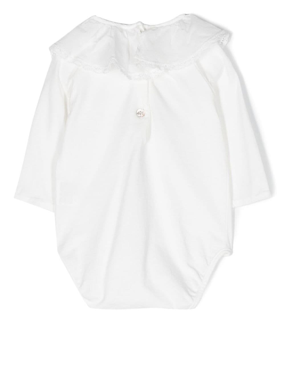 Shop Zhoe & Tobiah Ruffle-collar Long-sleeve Romper In White