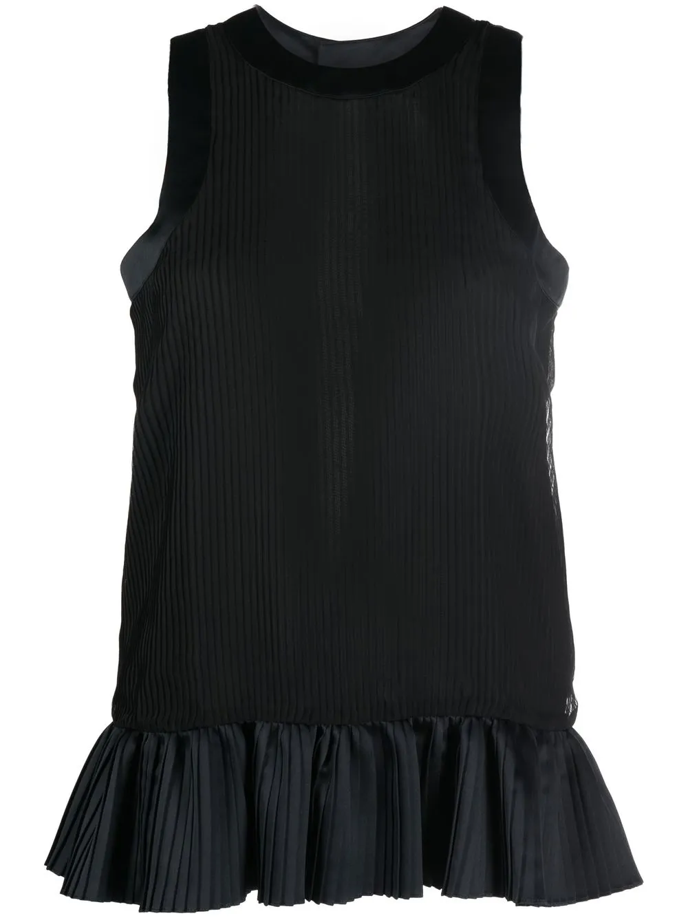 

sacai top con dobladillo plisado - Negro